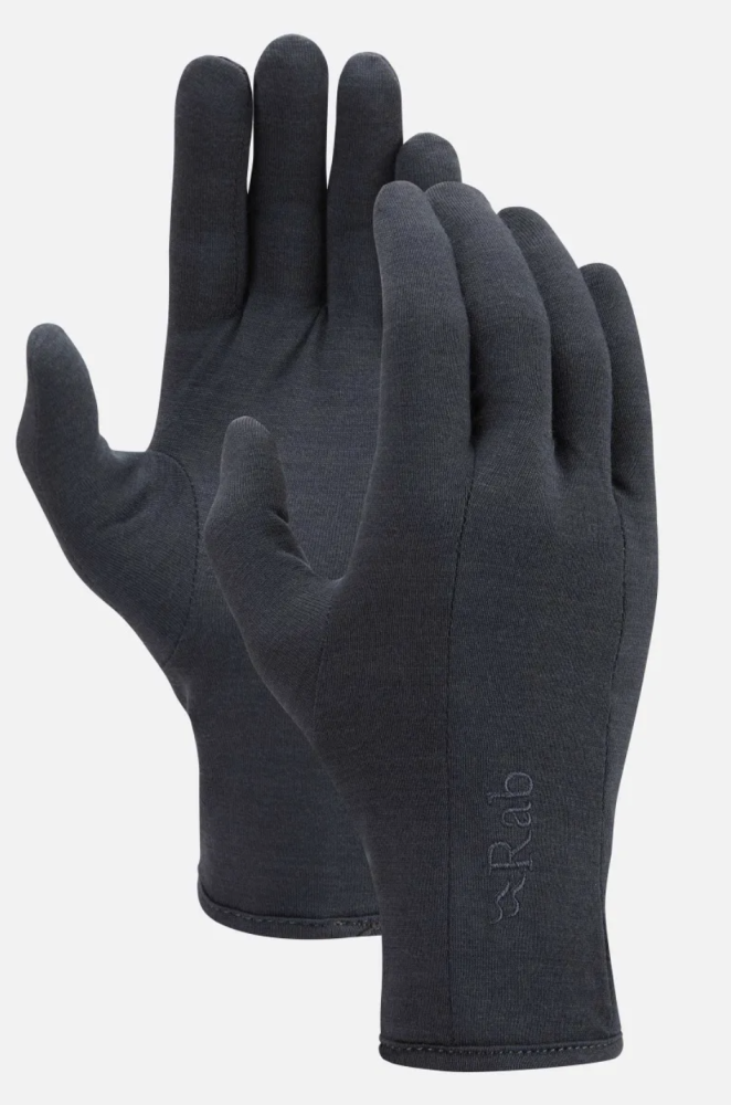 Guanti Termici Rab Forge Da Donna In Lana Merino E Poliestere - Leggeri 28g - Traspiranti E Con Controllo Odori - Colore Ebano